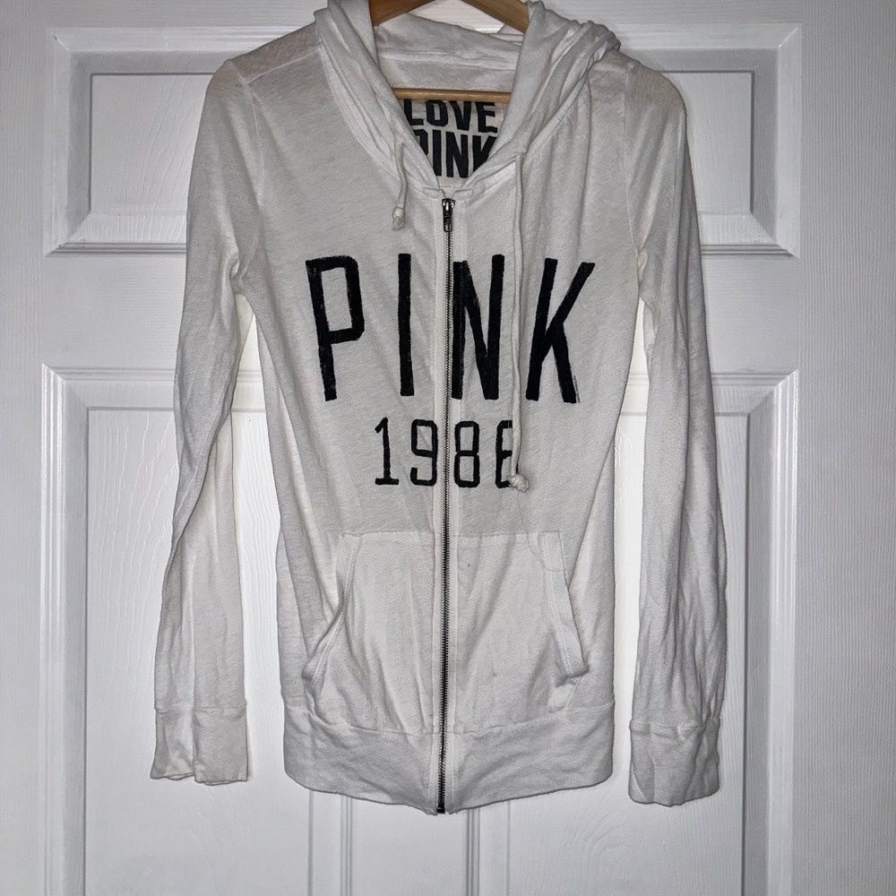 Vintage Victoria Secret Love Pink White Sweater Black Letters Small